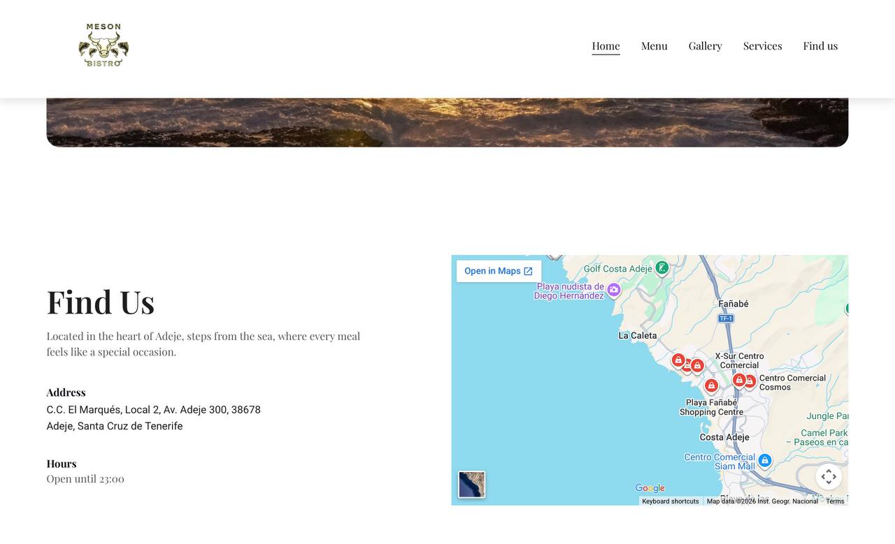 Meson Bistro website detail 1